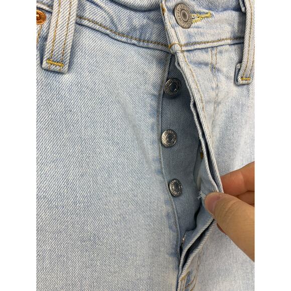 Levis Jeans Womens 30 Ribcage Straight Ankle Light Wash Denim Raw Hem Button Fly - Picture 4 of 8